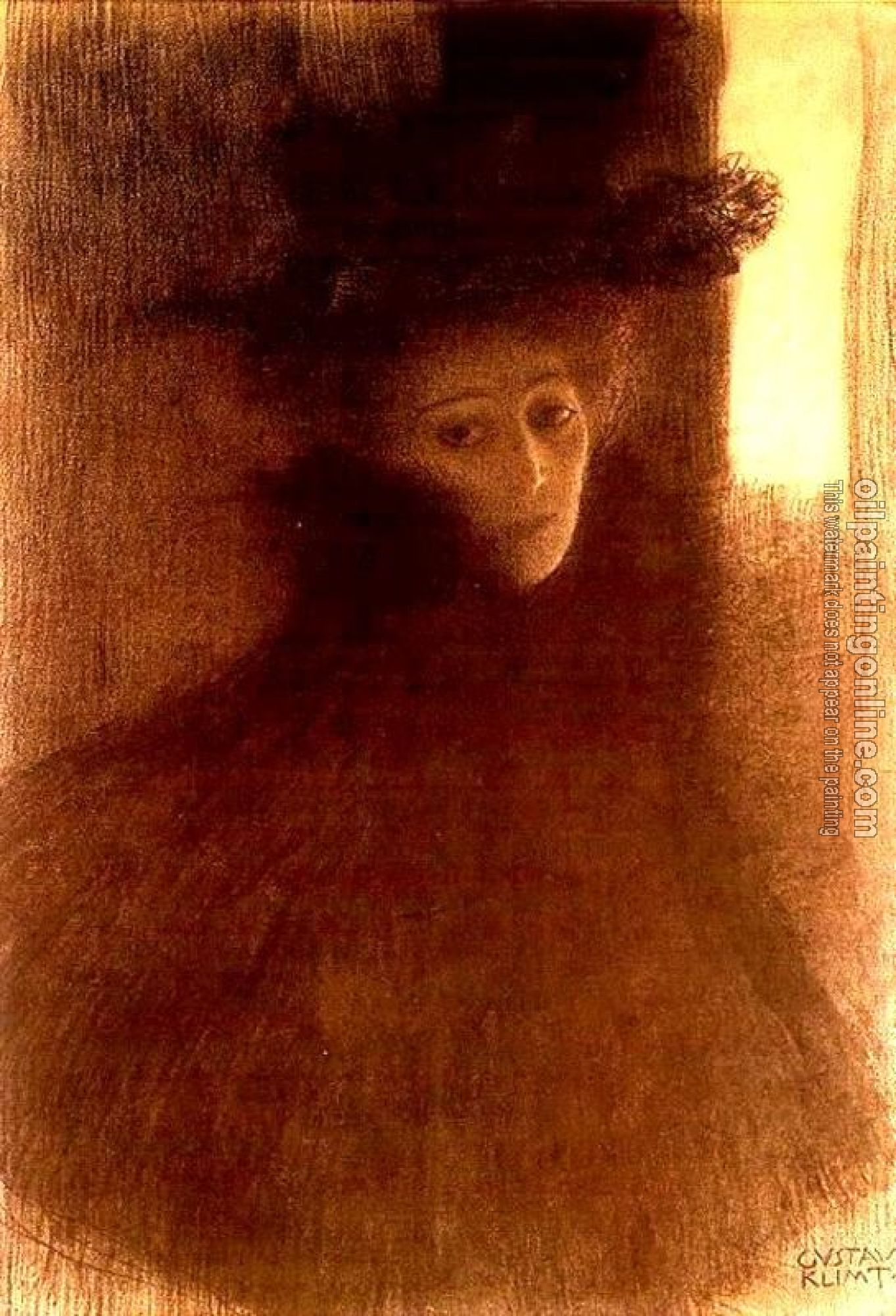 Klimt, Gustav - Woman with a Cape and a Hat